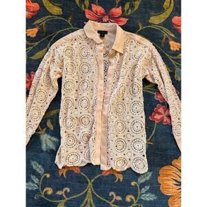 NWOT House of Harlow 1960 Crochet Faux Leather Trim Jacket Size Medium